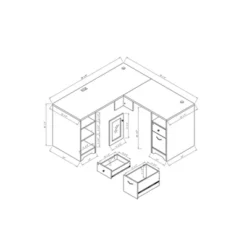 Ghally Locking Drawer L-Shape Desk With USB Ports White Oak - MiBasics -Home Living Store GUEST fc61693f b25a 490a b5f5 c55ee46152b9