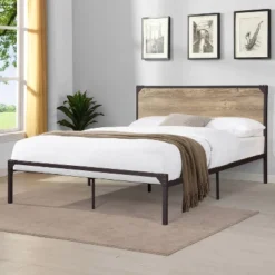 Full Margrit Two-Tone Design Platform Bed Dark Brown/Gray - MiBasics